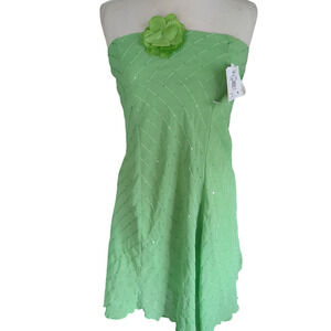 NWT Size 9 Nikki Mac green strapless asystemmical sequin women's dress #21